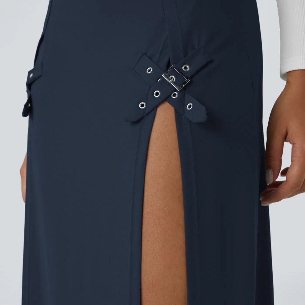 Halara High Waisted Decorative Buckle Split 2-in-1 Maxi Skirt Sapphire XS NWT - Picture 5 of 13